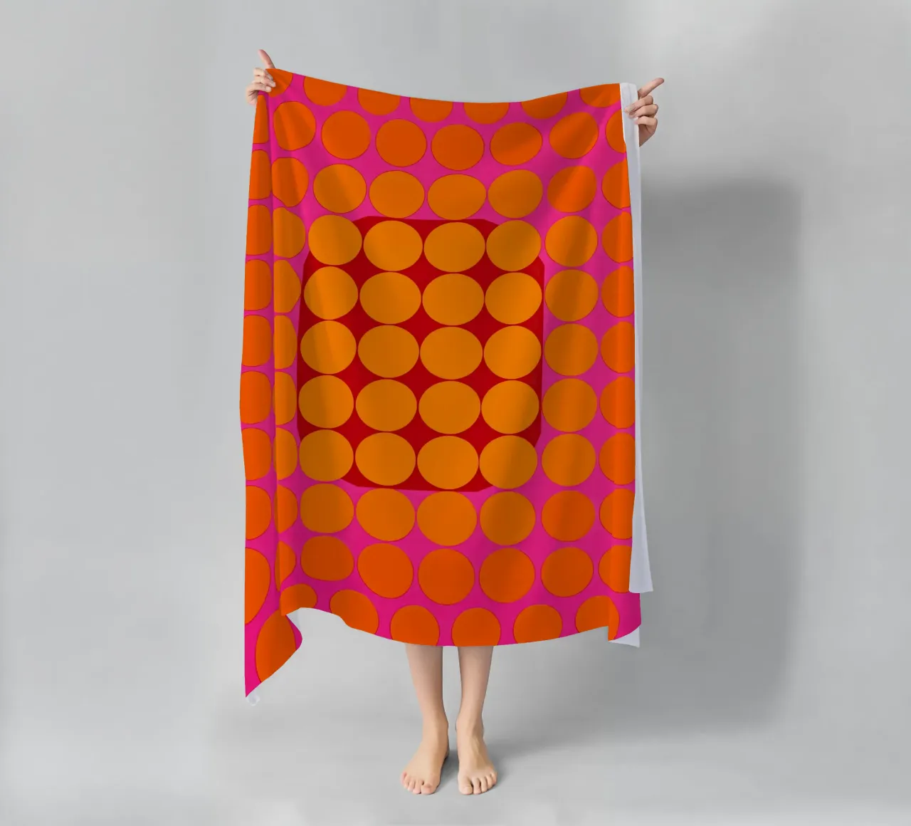 Sonata ottica in rosa e arancio | Op Art in colori di tendenza telo mare da Autofocus