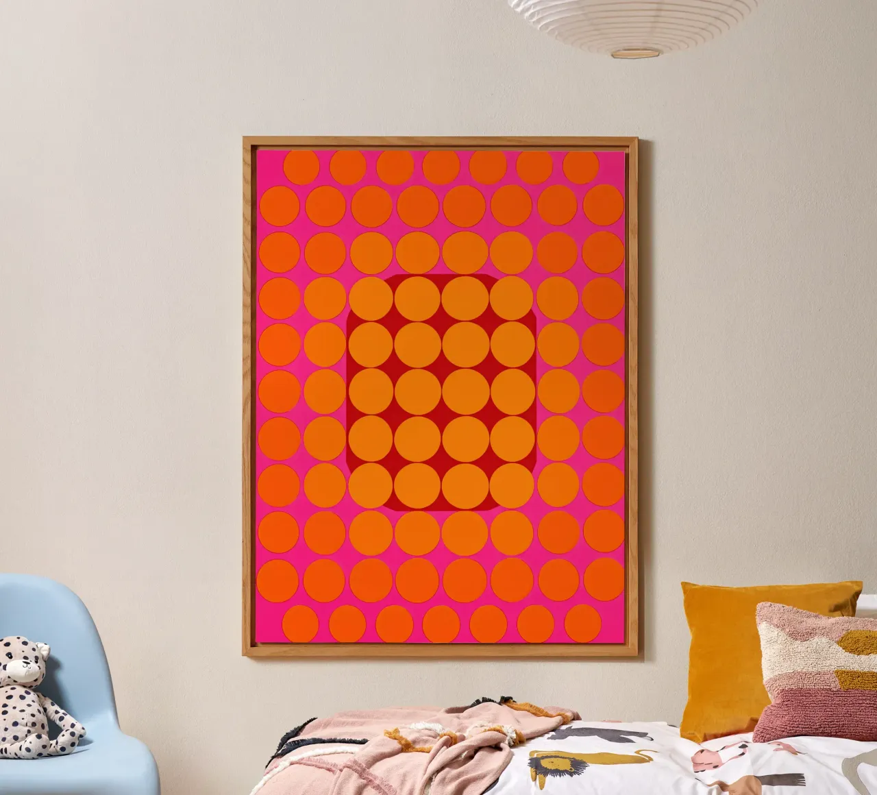 Optical sonata in pink & orange | Op Art in trendy colours alu-dibond by Autofocus