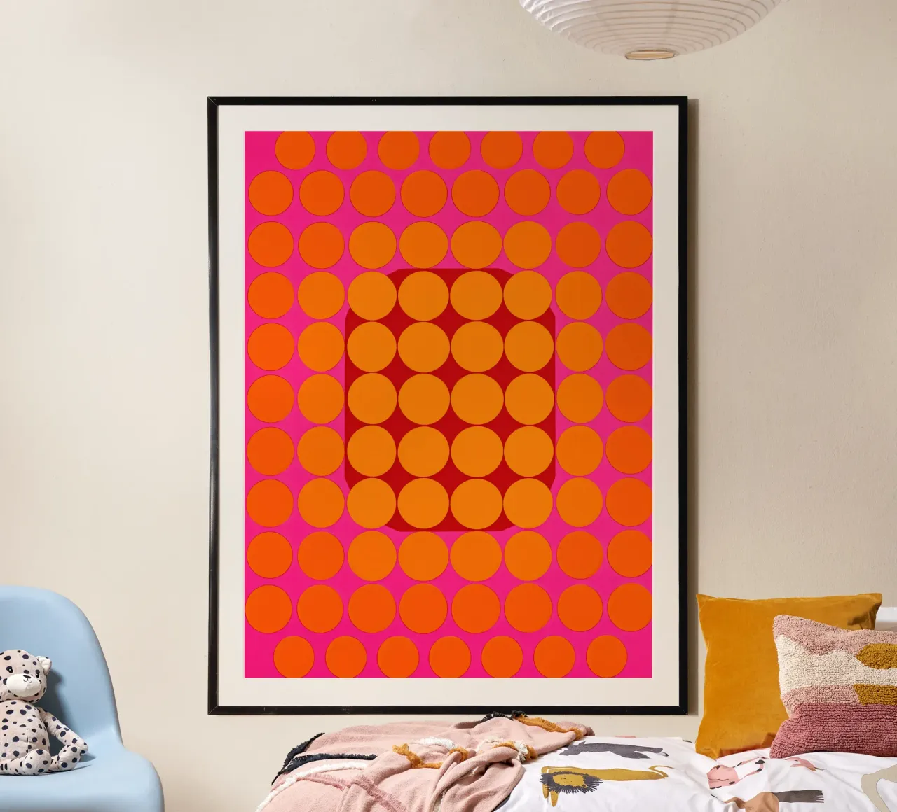 Sonata ottica in rosa e arancio | Op Art in colori di tendenza carta hahnemühle da Autofocus
