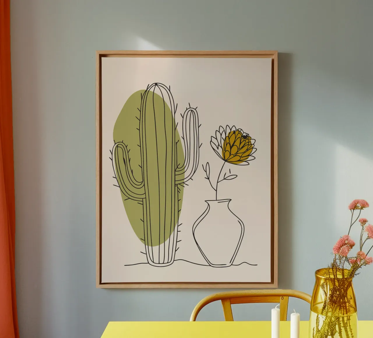 Cactus e fiori tela con Cornice a cassetta da RELAXING TOUCH