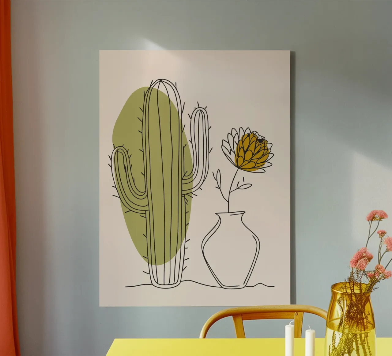 Cactus e fiori tela con Cornice a cassetta da RELAXING TOUCH