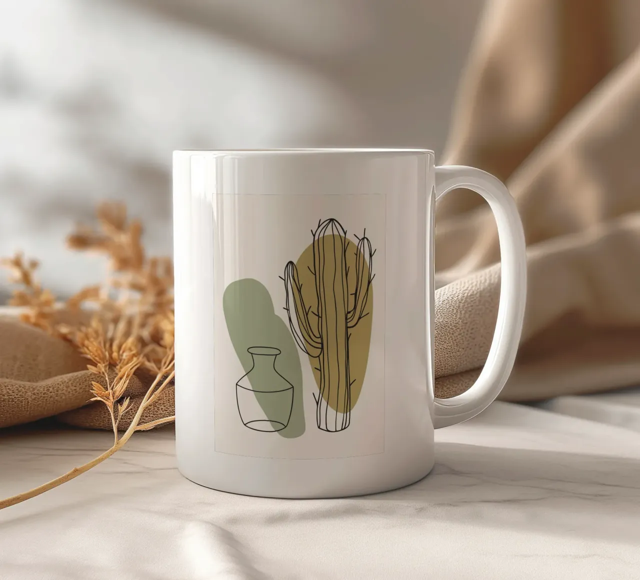 Cactus e vaso tazza in ceramica da RELAXING TOUCH