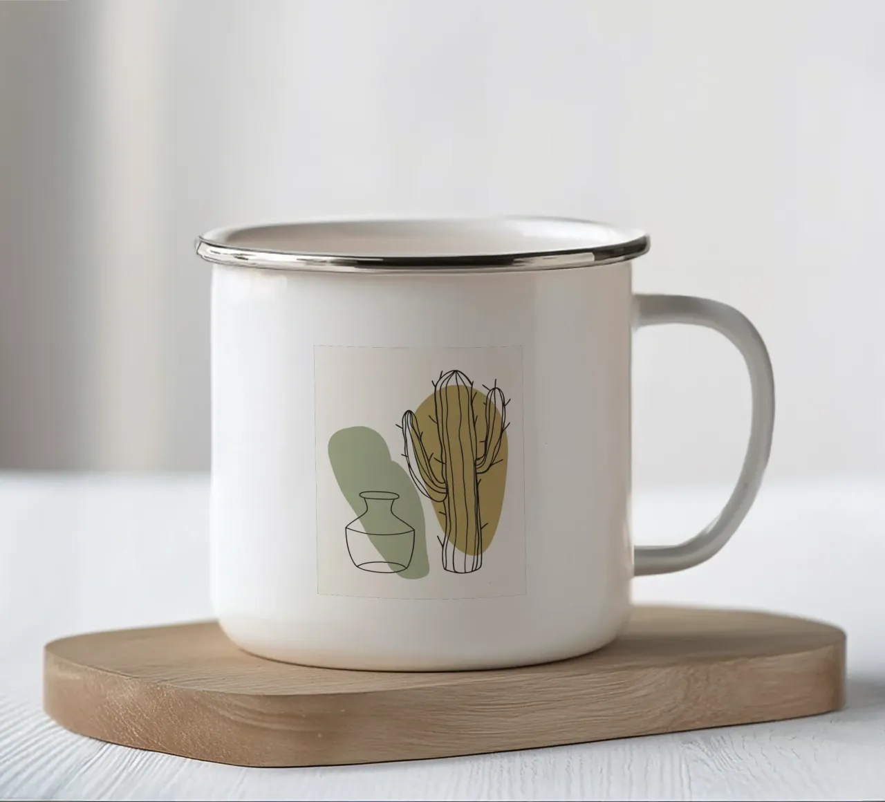 Cactus e vaso tazza in smalto da RELAXING TOUCH