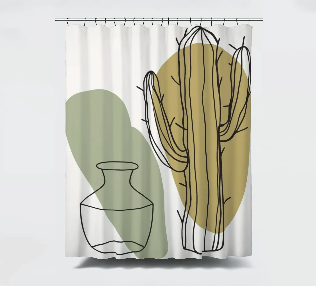 Cactus and Vase shower curtain by RELAXING TOUCH
