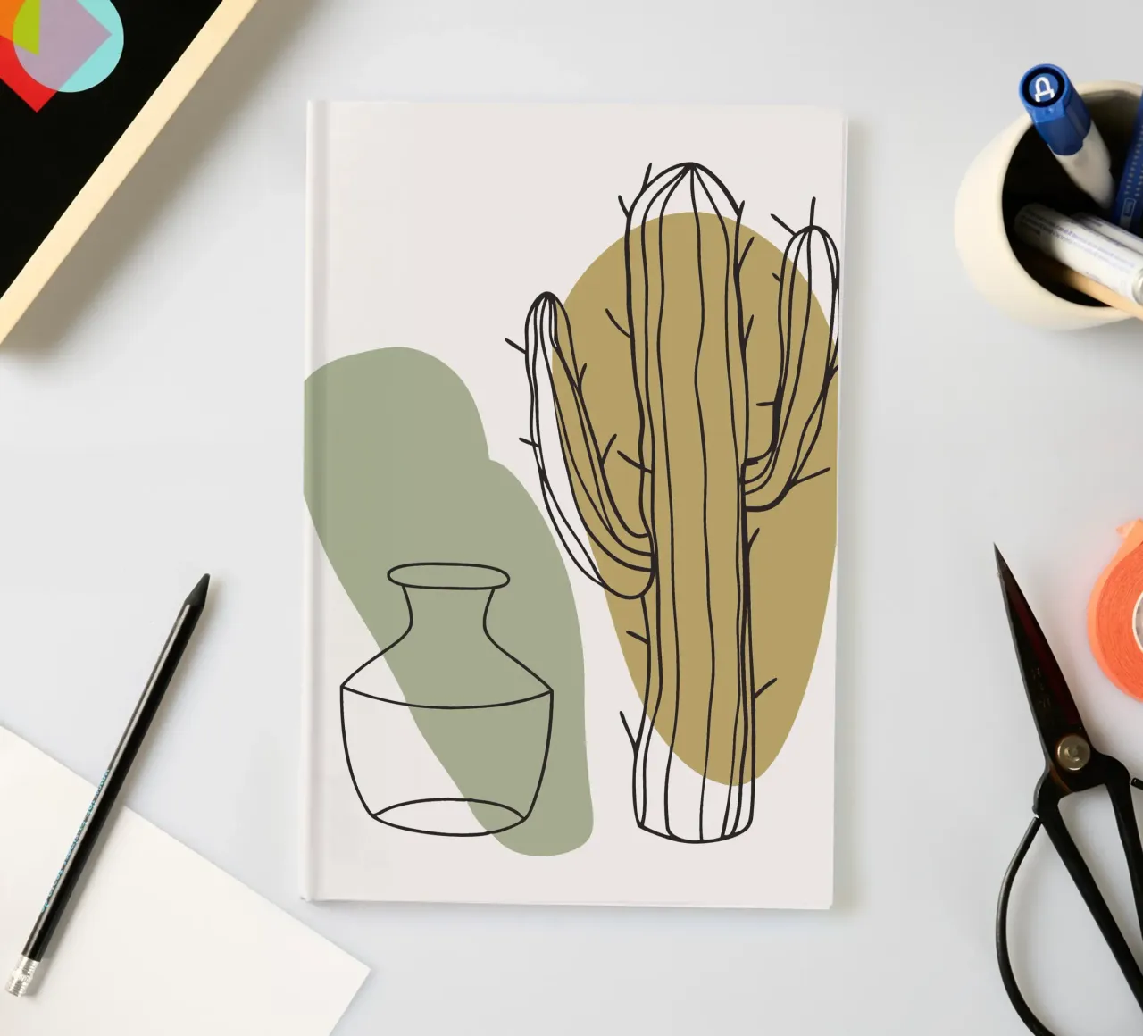 Cactus and Vase notebook by RELAXING TOUCH