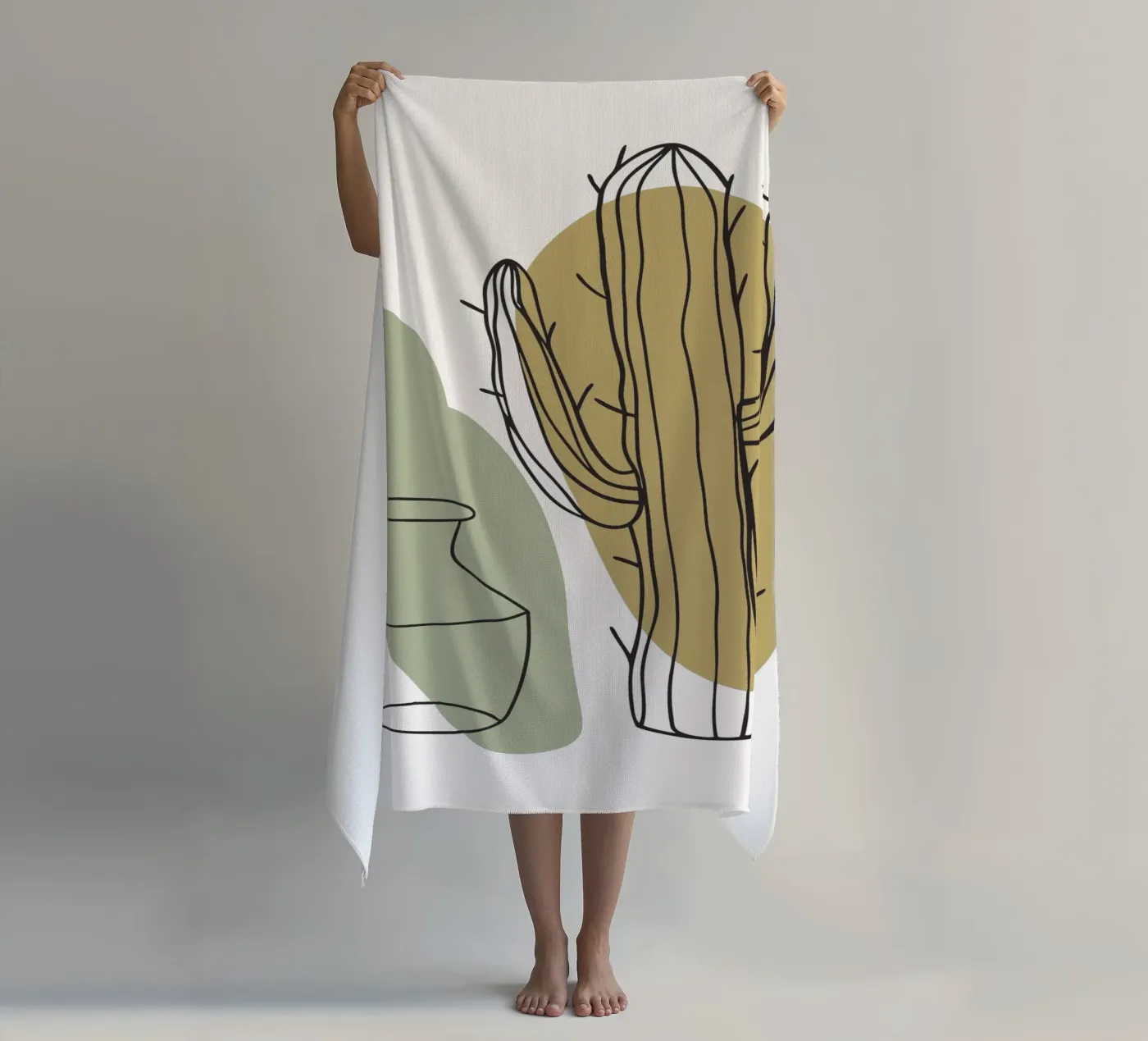 Cactus and Vase beach towel by RELAXING TOUCH
