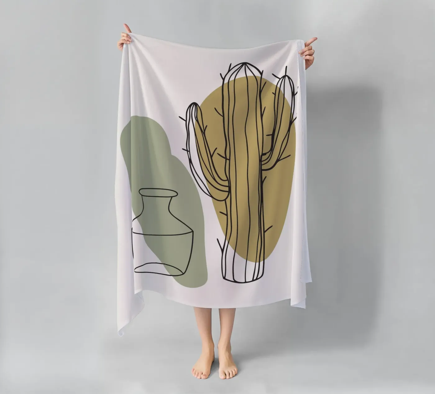 Cactus and Vase beach towel by RELAXING TOUCH