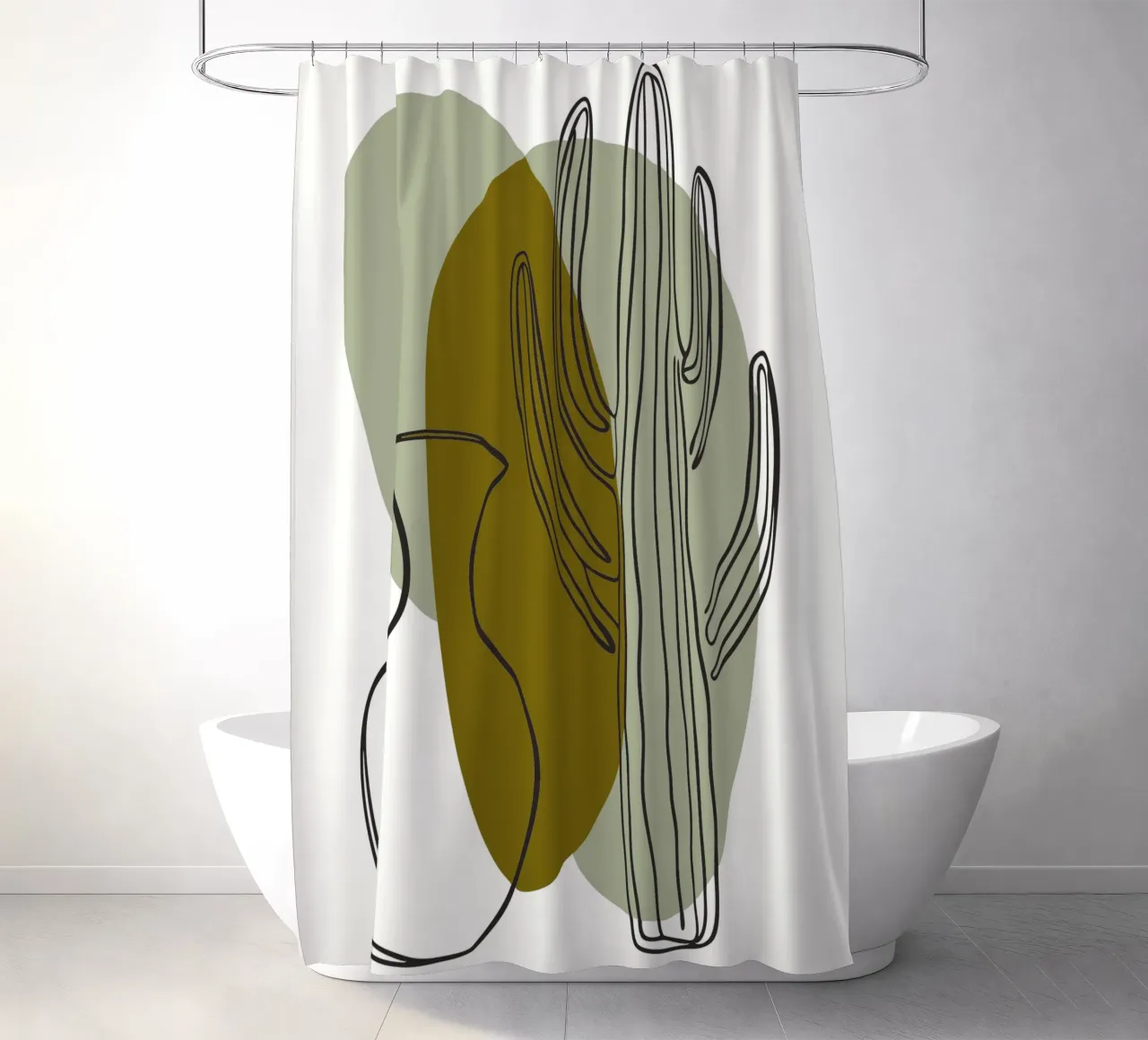 Cactus and Vase shower curtain by RELAXING TOUCH