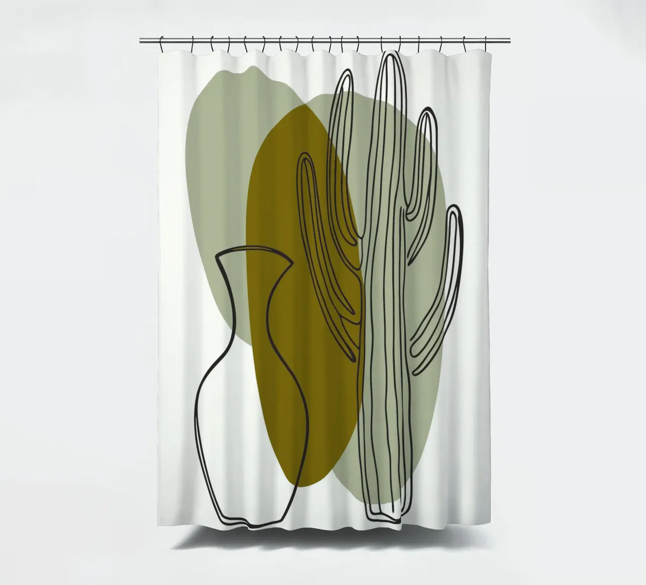 Cactus and Vase shower curtain by RELAXING TOUCH