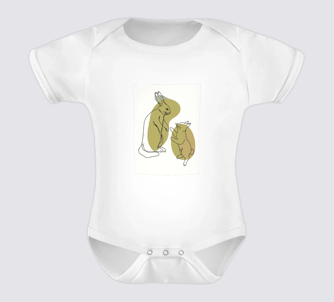 Cat and Rabbit short-sleeve baby romper by RELAXING TOUCH