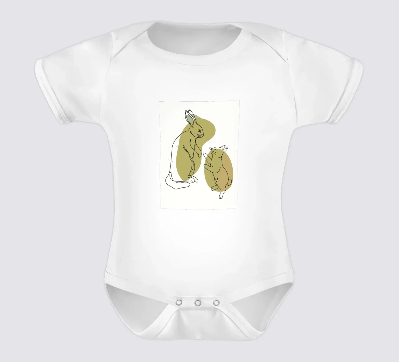 Gatto e coniglio body neonato maniche corte da RELAXING TOUCH