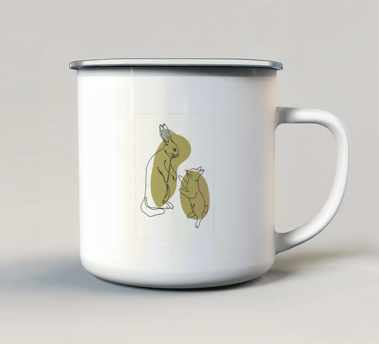 Cat and Rabbit enamel mug by RELAXING TOUCH