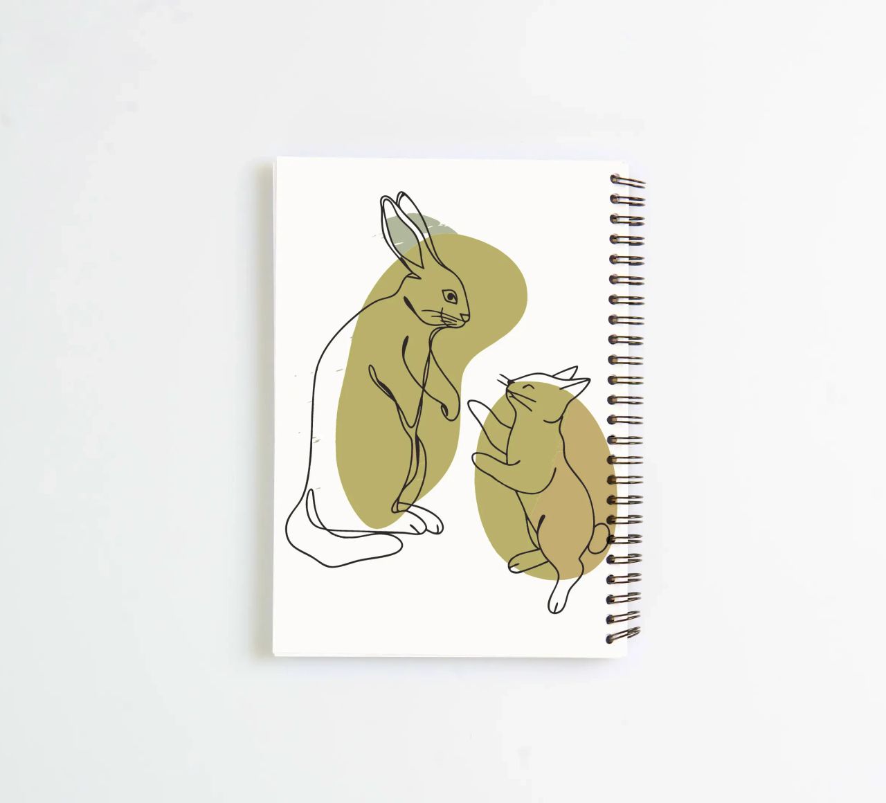 Cat and Rabbit spiral notebook by RELAXING TOUCH