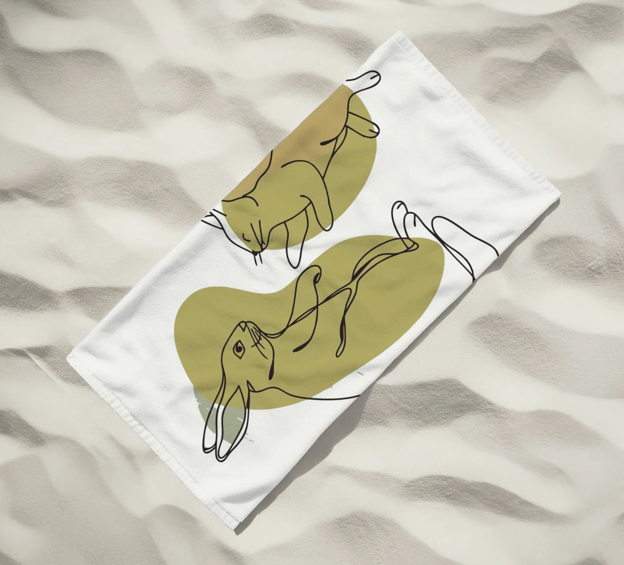 Cat and Rabbit beach towel by RELAXING TOUCH
