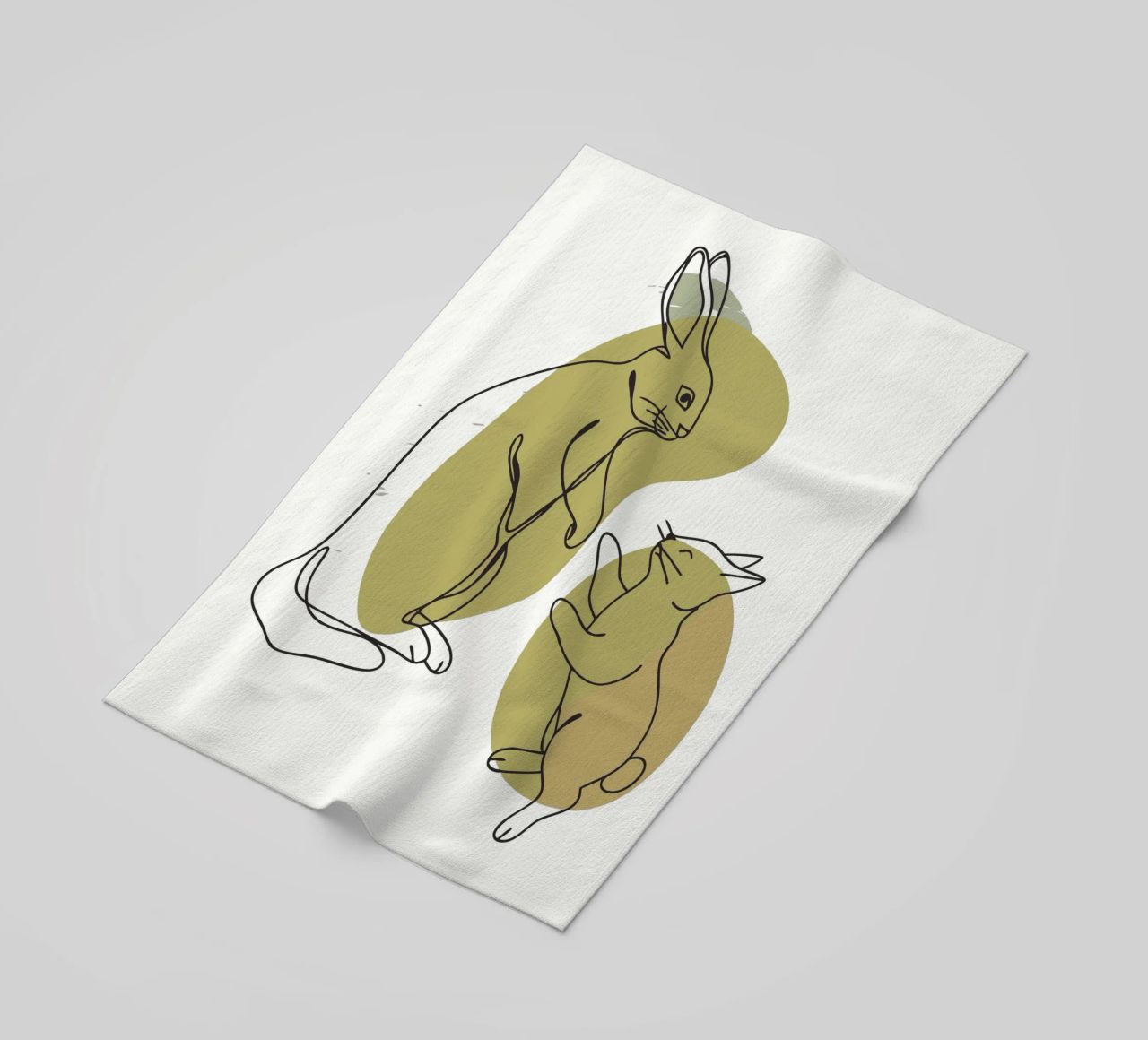 Cat and Rabbit beach towel by RELAXING TOUCH
