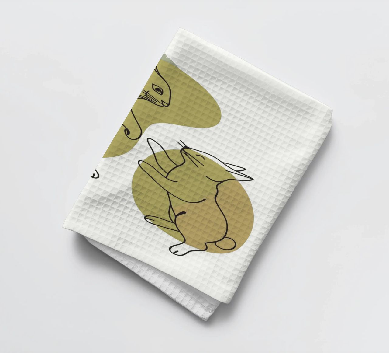 Cat and Rabbit tea towel by RELAXING TOUCH