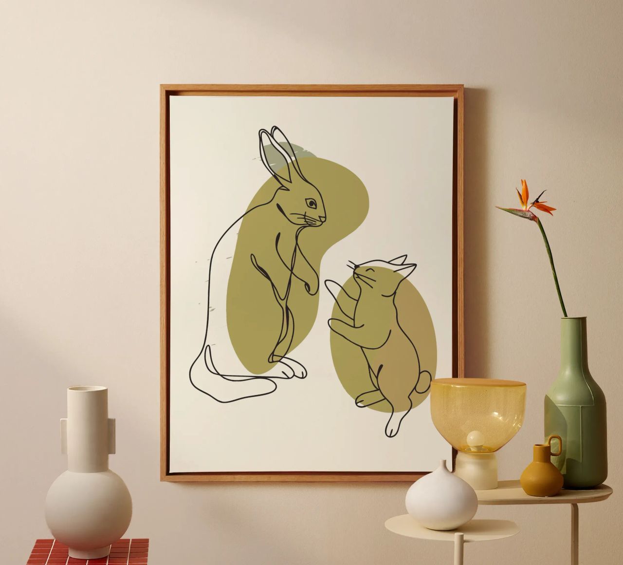 Cat and Rabbit canvas by RELAXING TOUCH