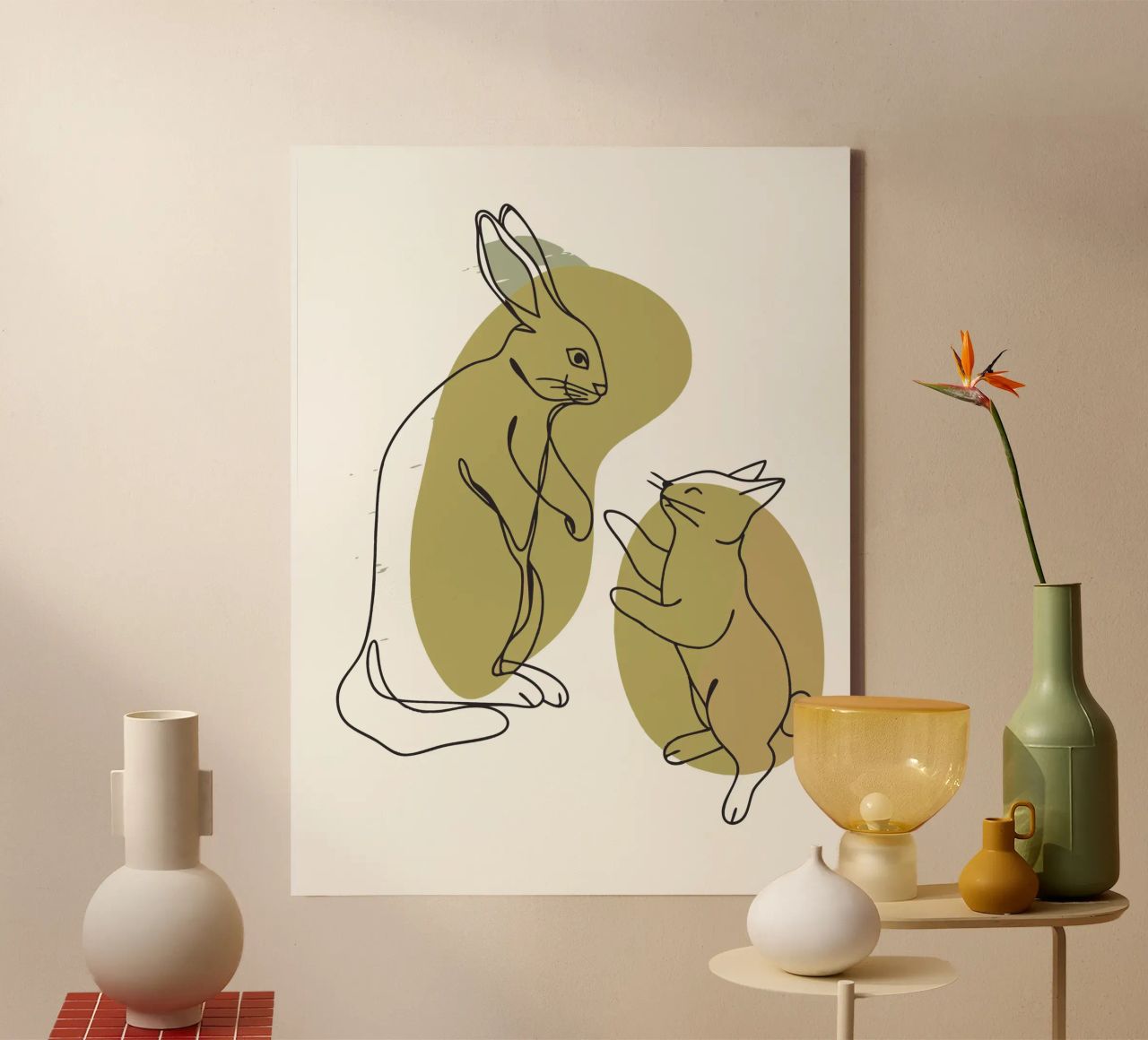 Cat and Rabbit canvas by RELAXING TOUCH