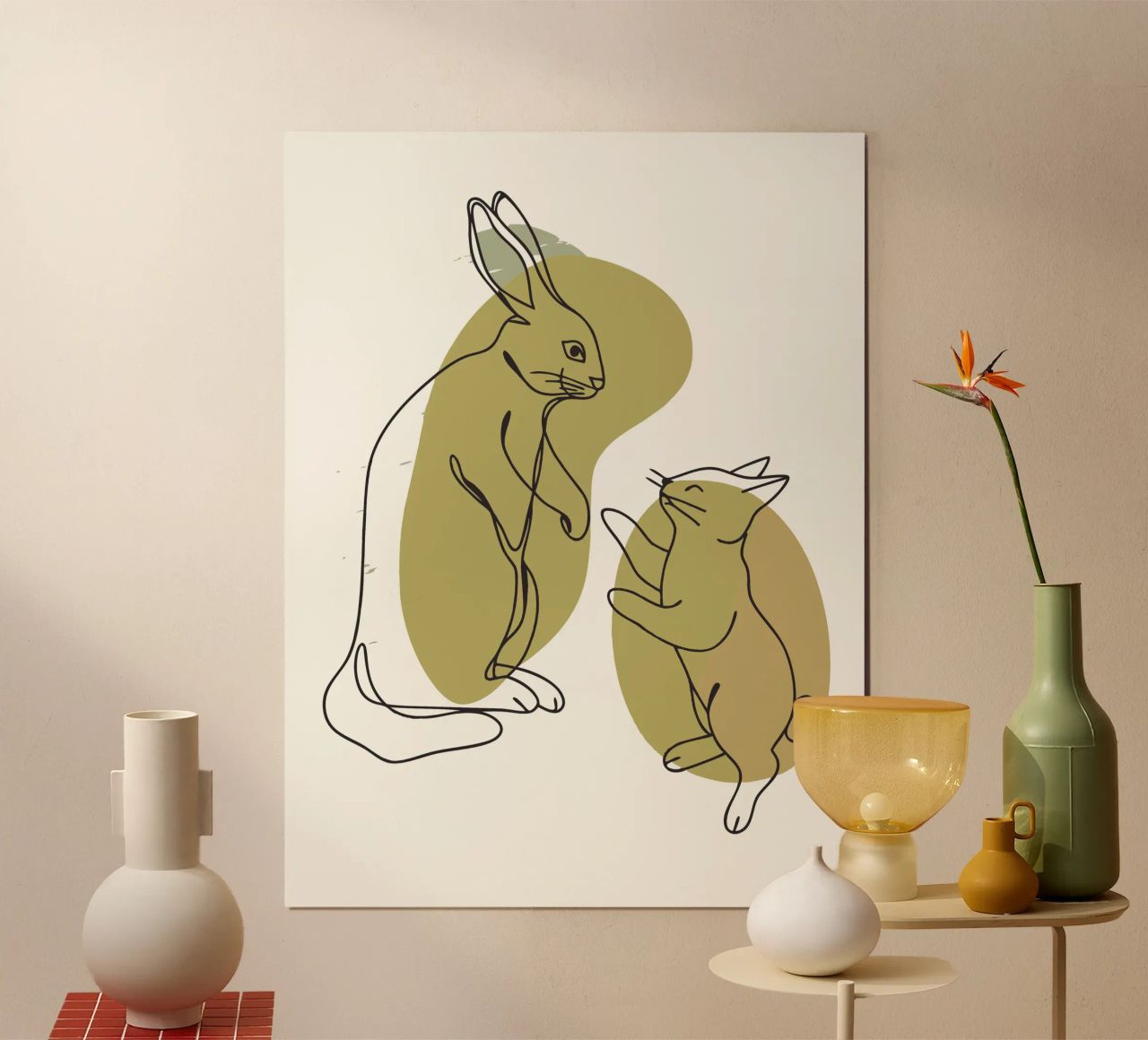 Cat and Rabbit poster by RELAXING TOUCH