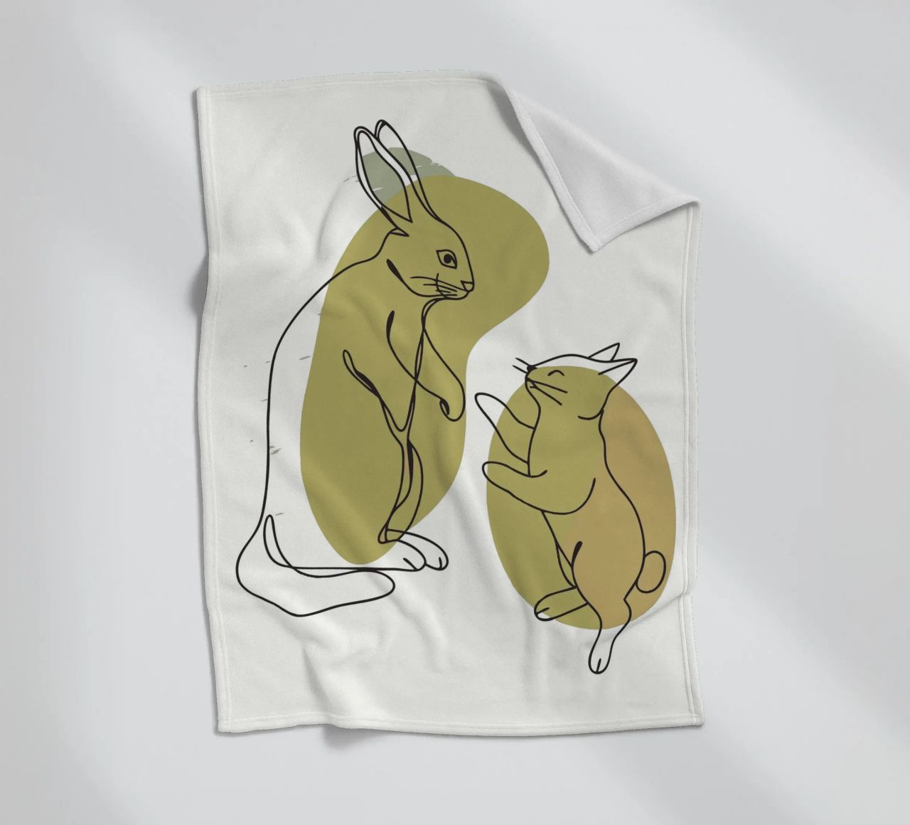 Cat and Rabbit fleece blanket by RELAXING TOUCH