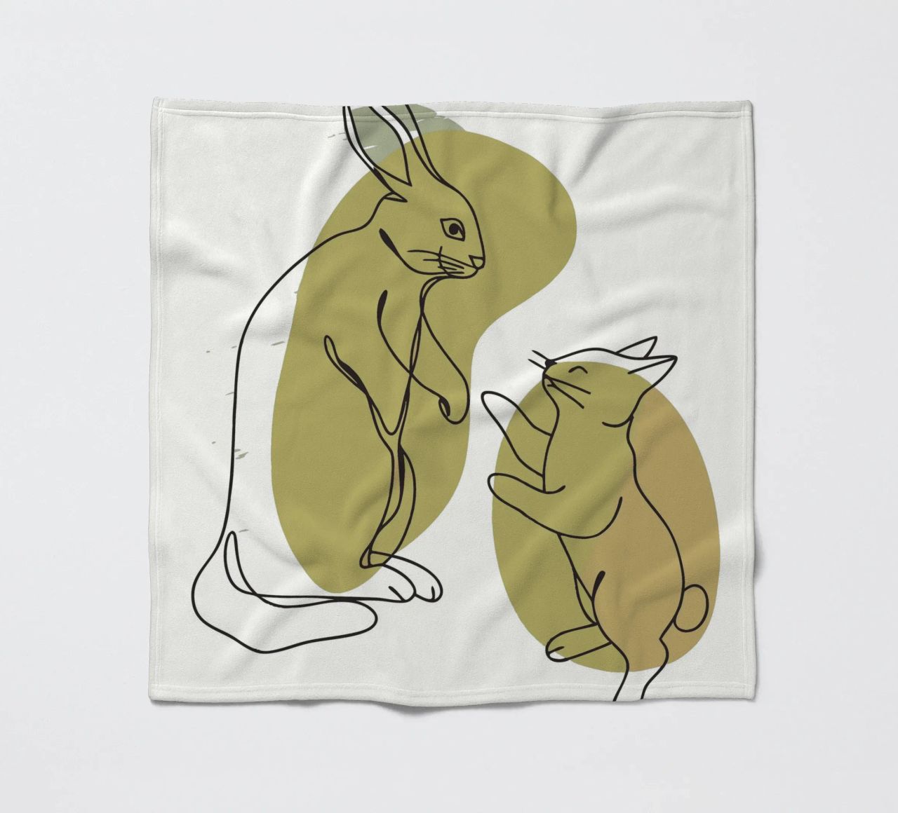 Cat and Rabbit fleece blanket by RELAXING TOUCH