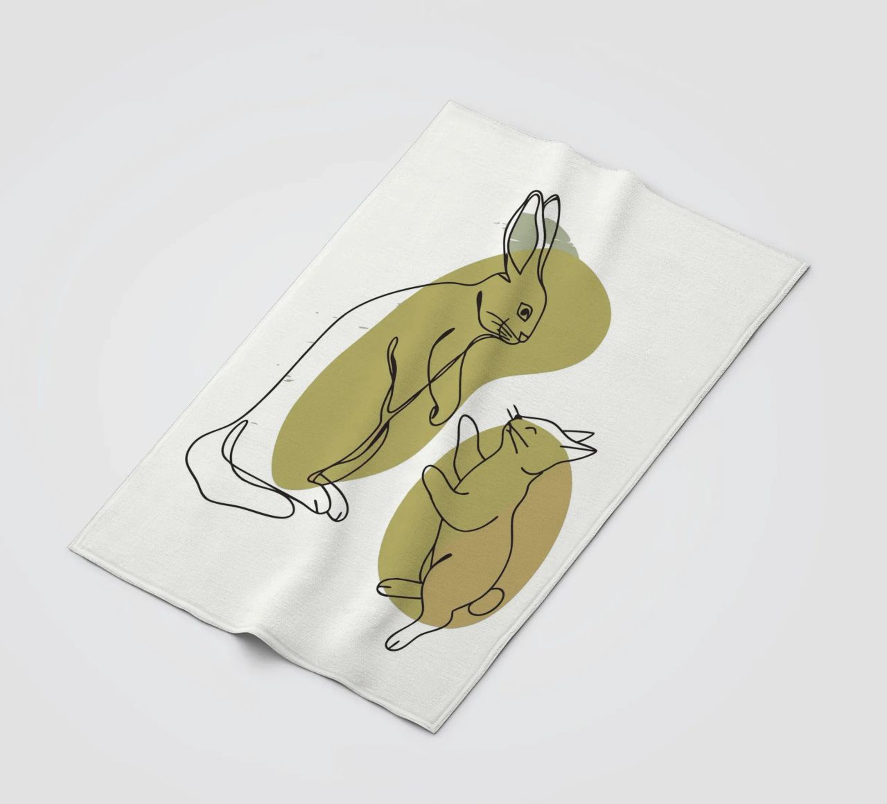 Cat and Rabbit fleece blanket by RELAXING TOUCH