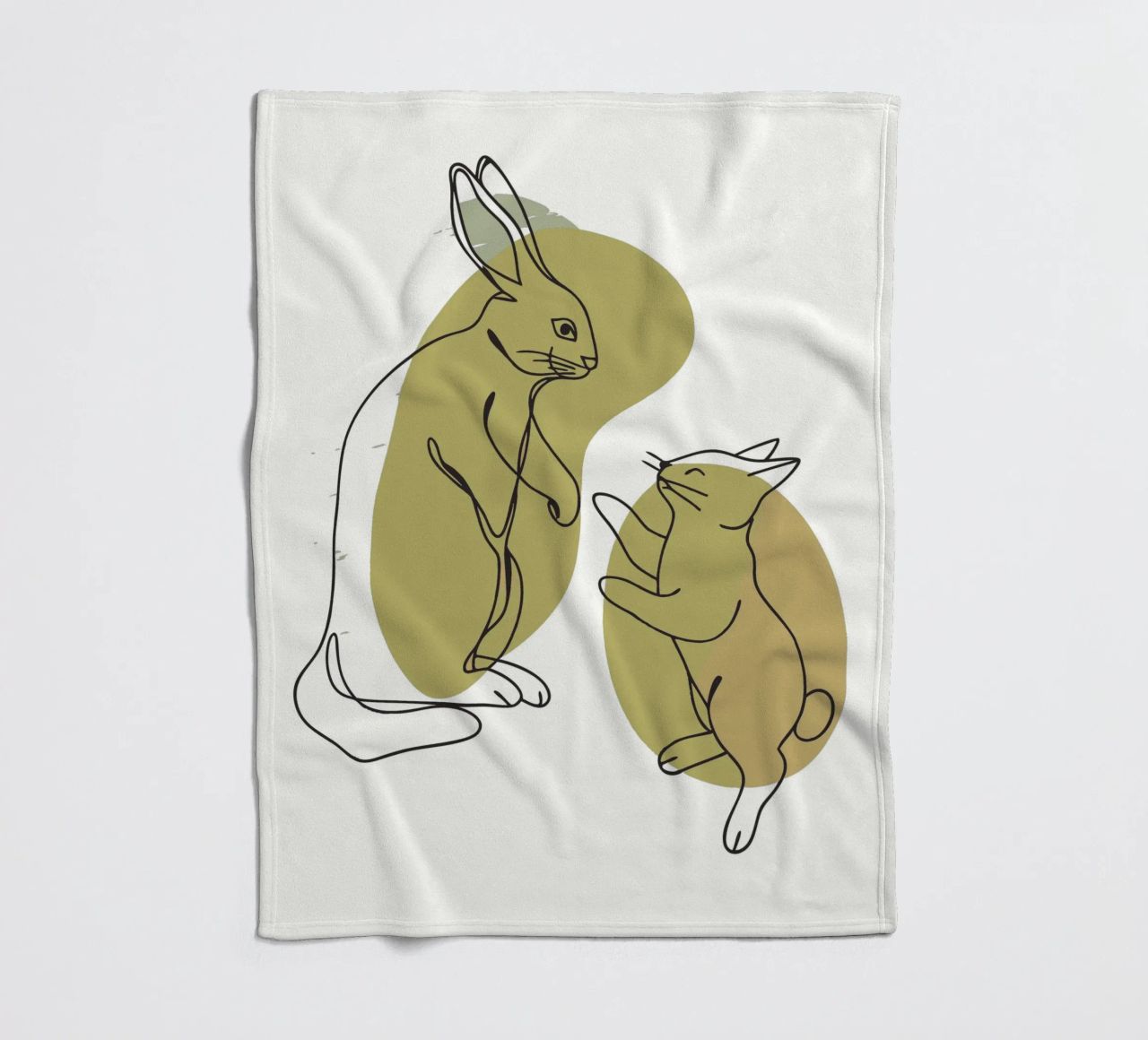 Cat and Rabbit fleece blanket by RELAXING TOUCH