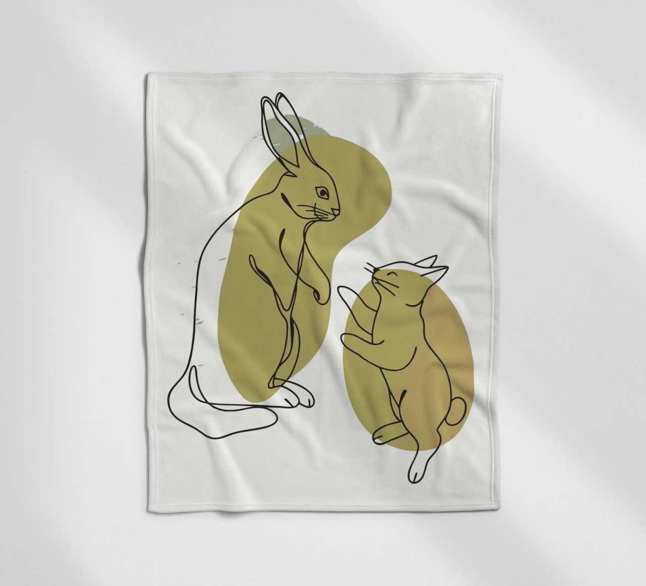 Cat and Rabbit fleece blanket by RELAXING TOUCH