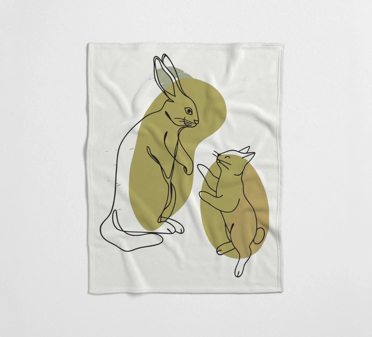 Cat and Rabbit fleece blanket by RELAXING TOUCH