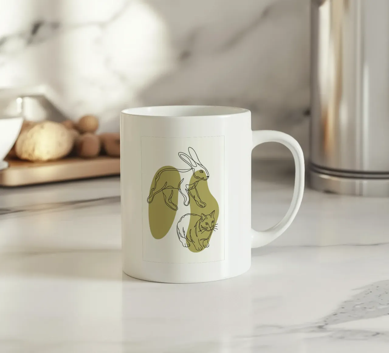 Gatto e coniglio tazza in ceramica da RELAXING TOUCH