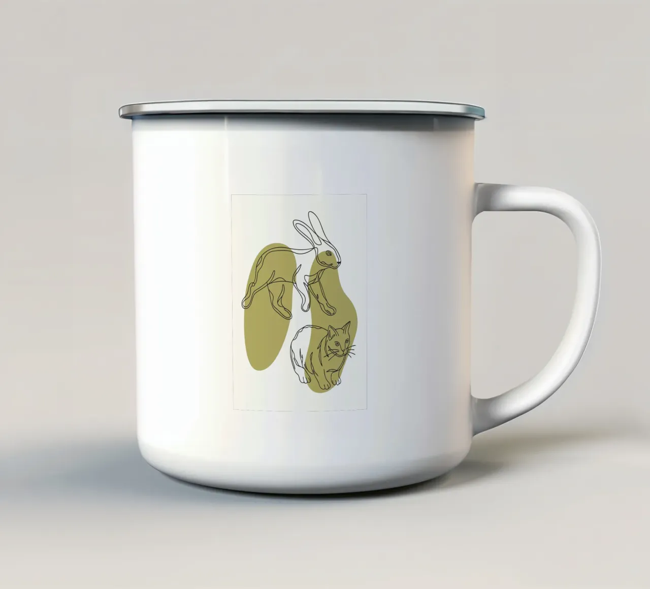 Gatto e coniglio tazza in smalto da RELAXING TOUCH
