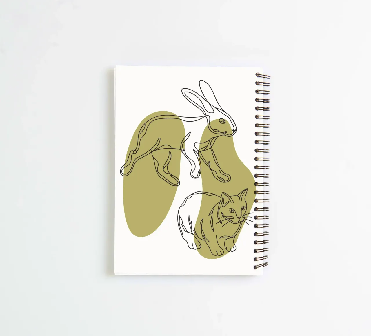 Cat and Rabbit spiral notebook by RELAXING TOUCH