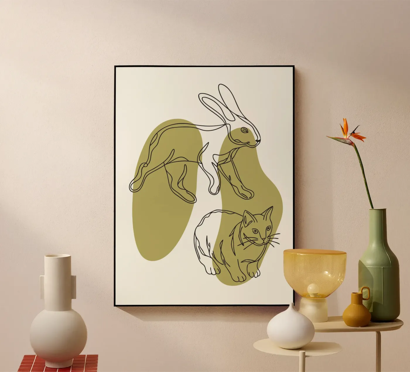 Katze und Kaninchen Acryl-Glas von RELAXING TOUCH