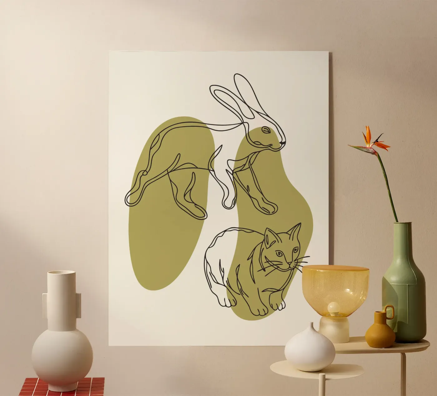 Katze und Kaninchen Acryl-Glas von RELAXING TOUCH