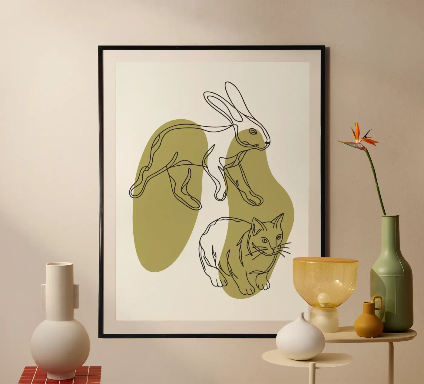Gatto e coniglio poster da RELAXING TOUCH