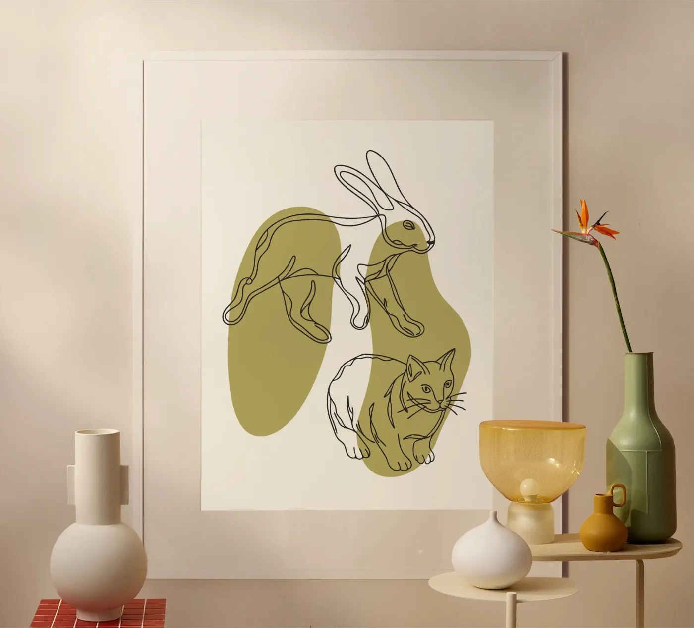 Gatto e coniglio poster da RELAXING TOUCH