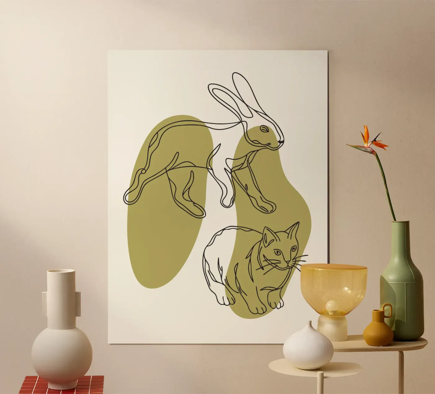 Gatto e coniglio poster da RELAXING TOUCH