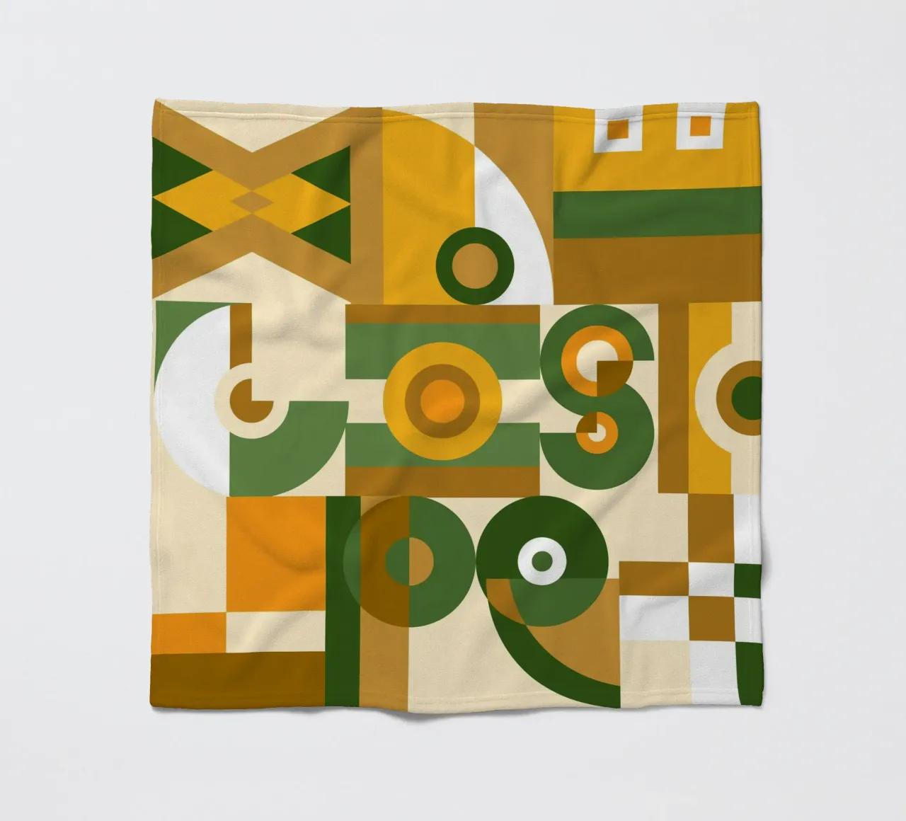 Groen en geel geometrisch patroon fleecedeken van Little Dean