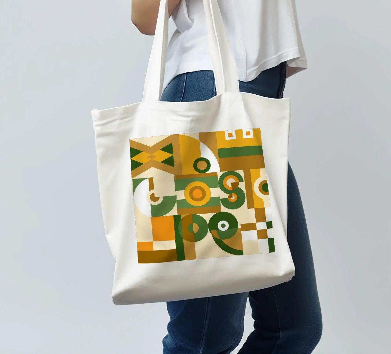 Motif géométrique vert et jaune tote bag de Little Dean