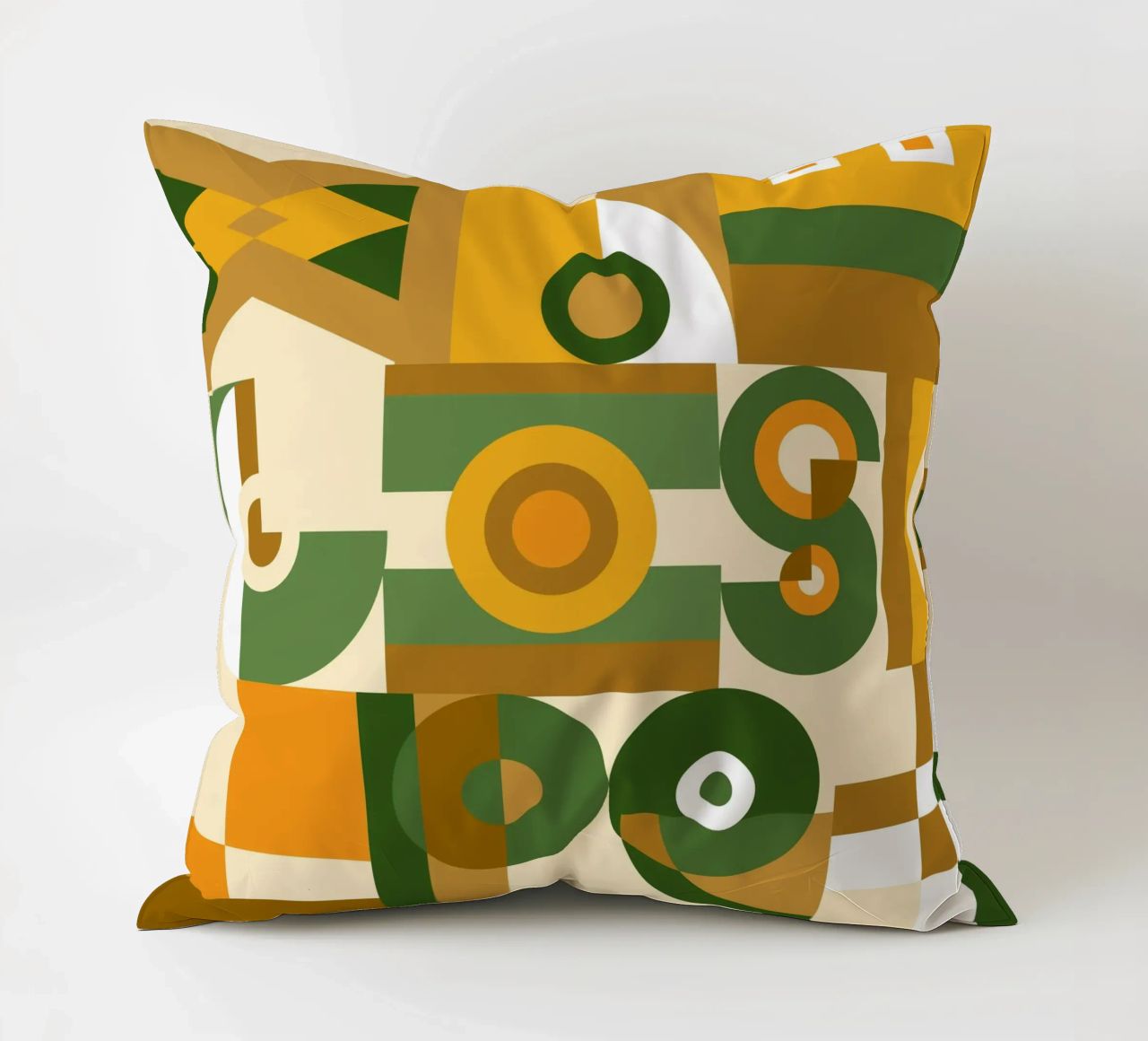 Motif géométrique vert et jaune coussin de Little Dean