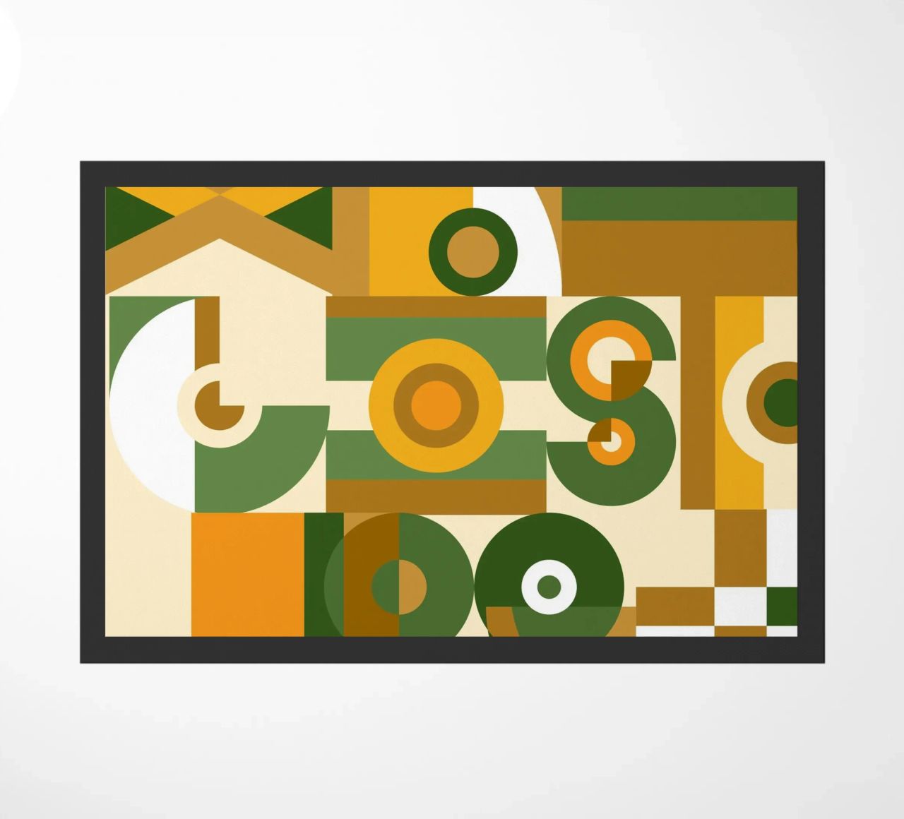 Motif géométrique vert et jaune paillasson de Little Dean