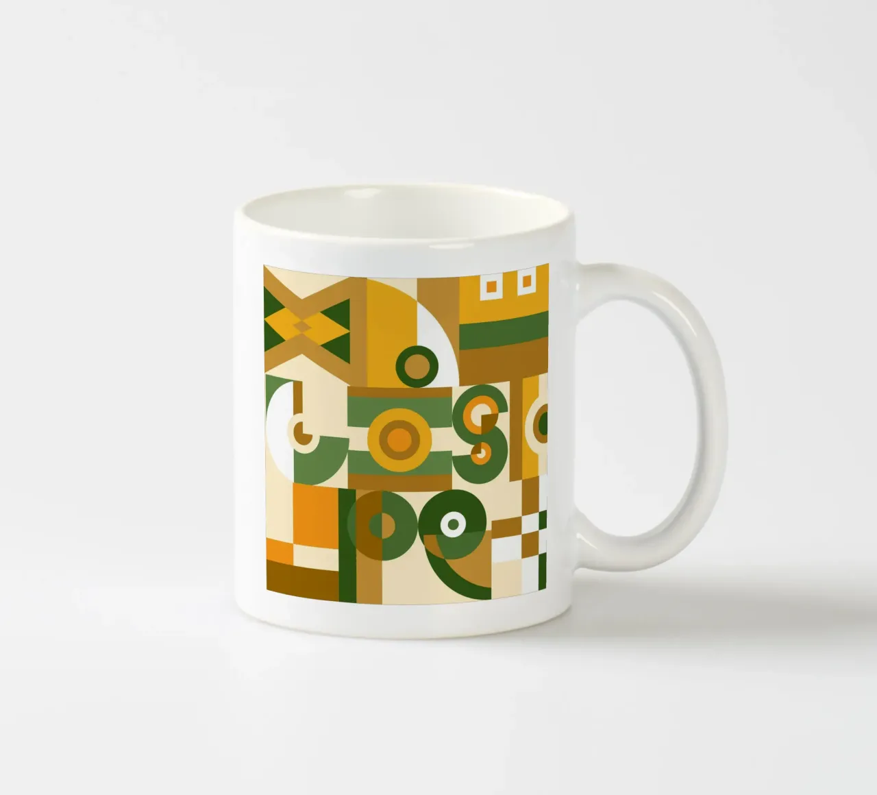 Grünes und gelbes geometrisches Muster Keramik Tasse von Little Dean