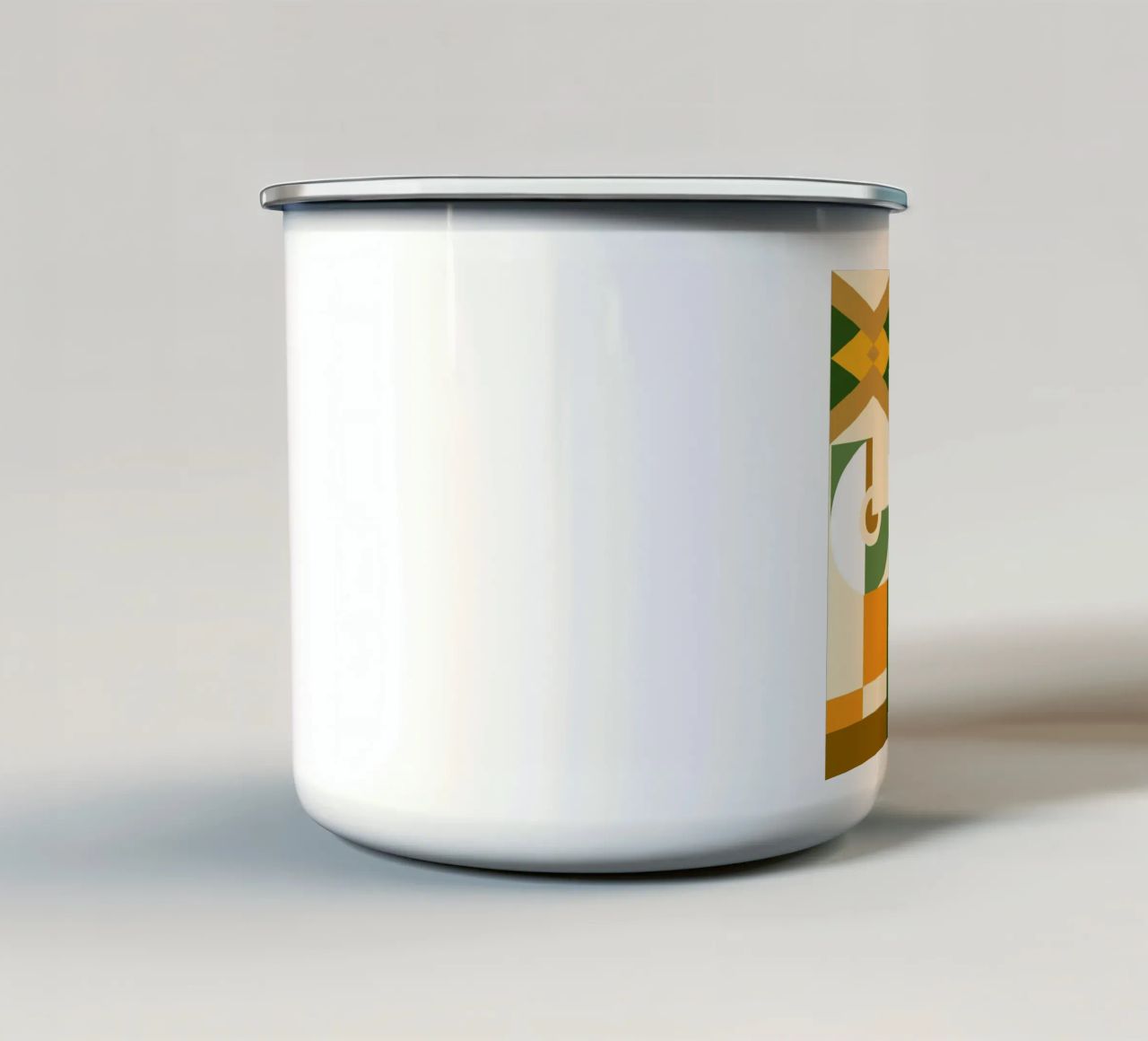 Motif géométrique vert et jaune mug en émail de Little Dean
