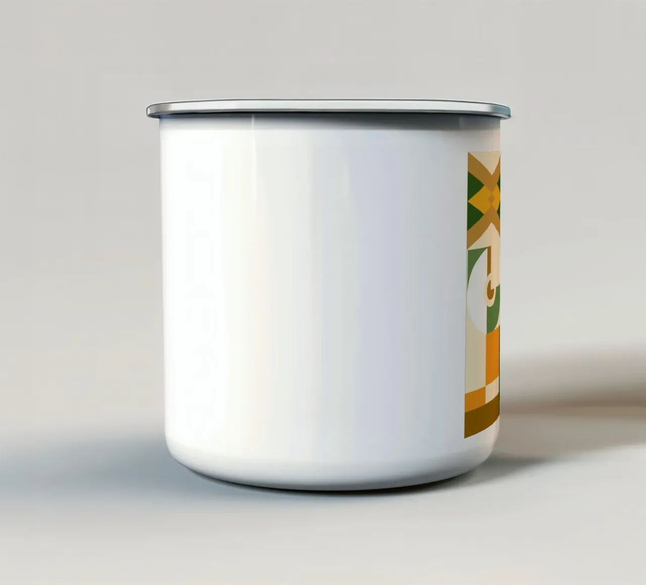 Motif géométrique vert et jaune mug en émail de Little Dean