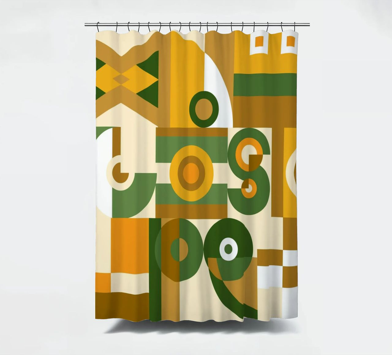 Motif géométrique vert et jaune rideau de douche de Little Dean