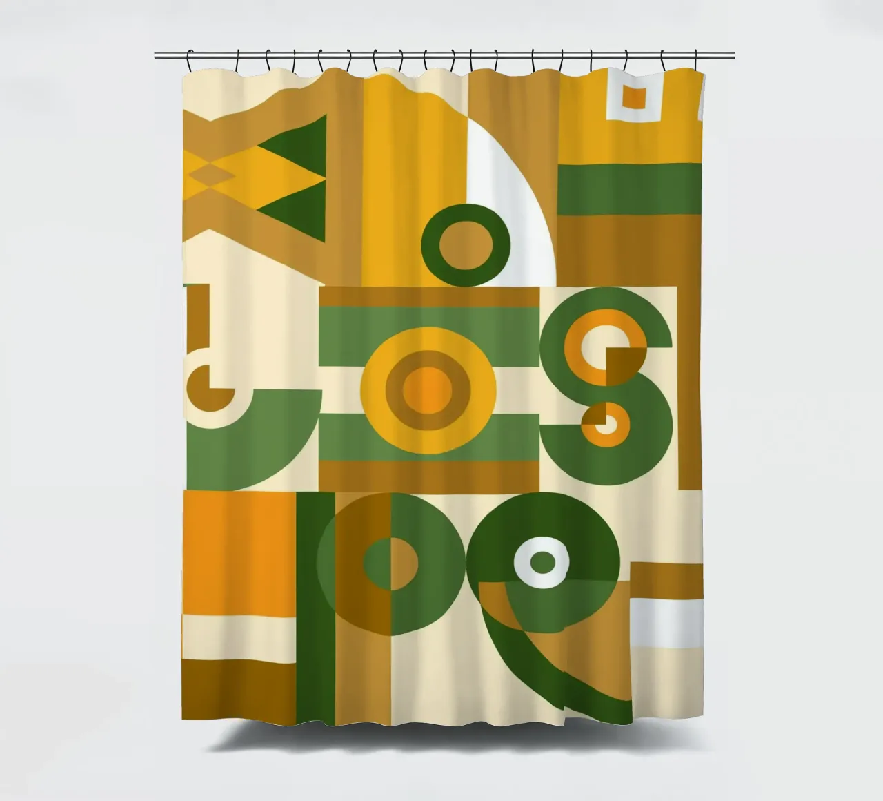 Motivo geometrico verde e giallo tenda da doccia da Little Dean