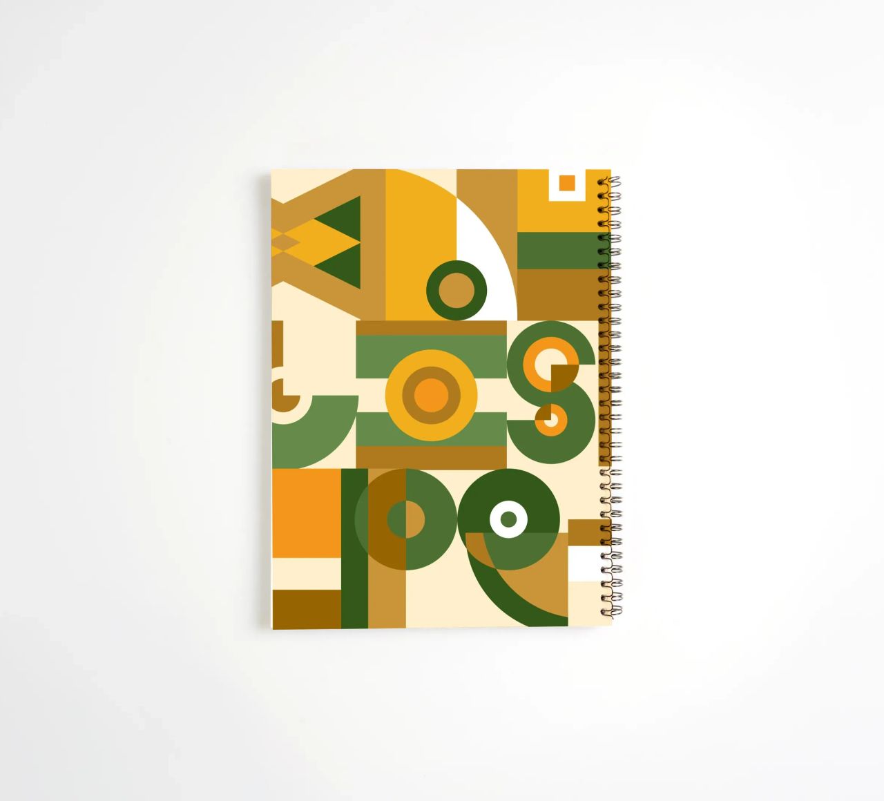 Motif géométrique vert et jaune carnet à spirale de Little Dean