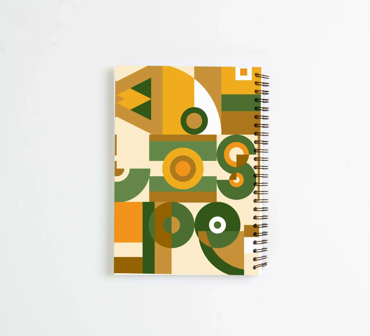 Motif géométrique vert et jaune carnet à spirale de Little Dean