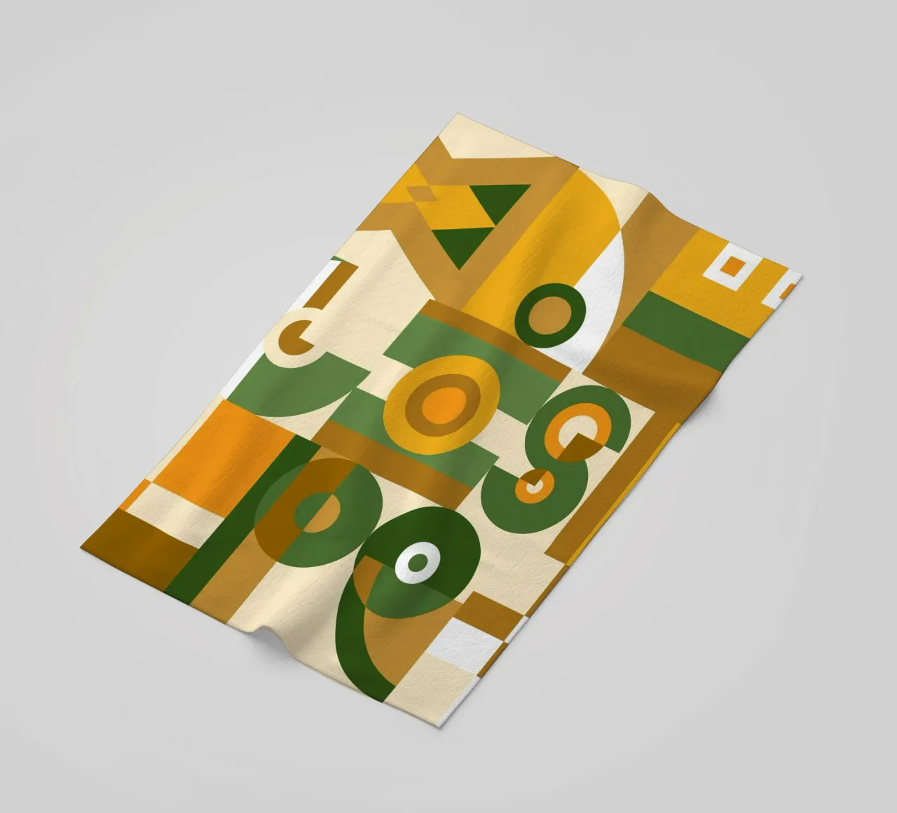 Motif géométrique vert et jaune serviette de plage de Little Dean