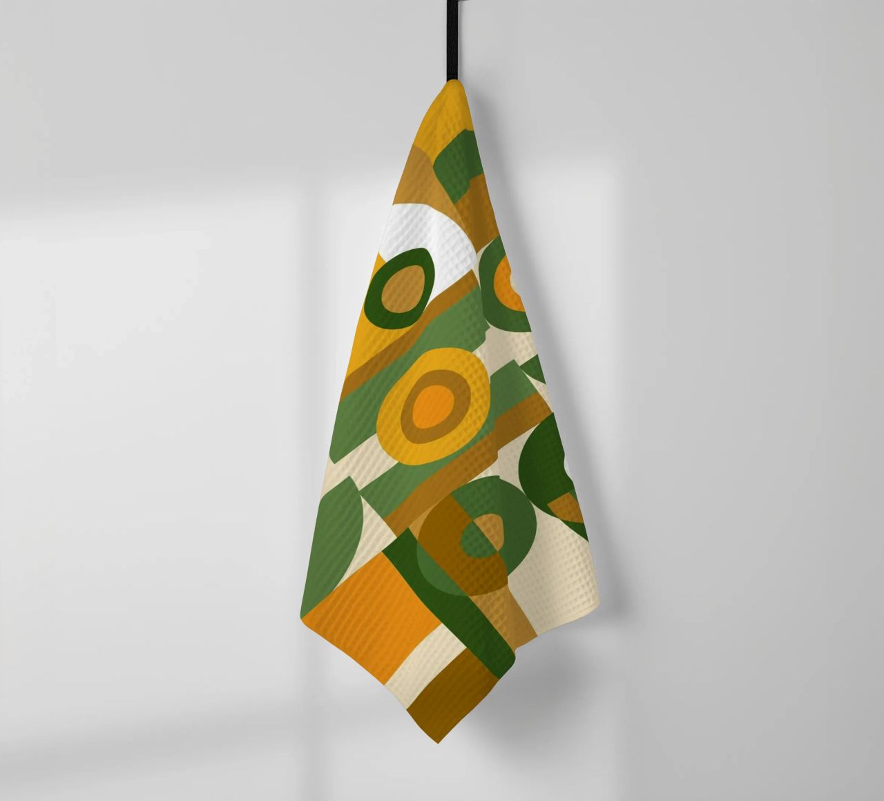 Motif géométrique vert et jaune torchon de Little Dean